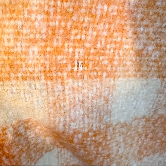 Vintage Orange Wool Checkered Blanket - Picture 5 of 8